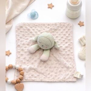 SECURITY BLANKET Pink Textured Fabric White Plush Sheep Lamb Lovey Nunu Binky